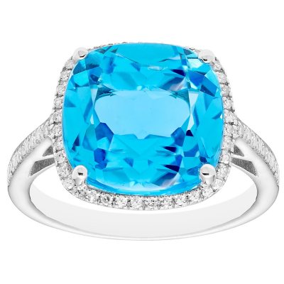 Blue Topaz and Diamond Ring