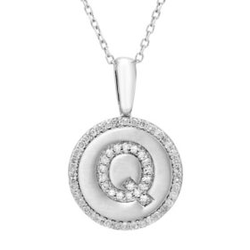 Sterling Silver and Diamond Initial Pendant