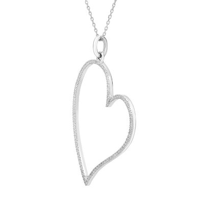 Sam's Fashion 14K White Gold Diamond Heart Necklace 165-01761 - Sam's Fine  Jewelry