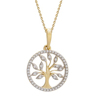 0.12 CT. T.W. Diamond Tree of Life Pendant in 14k Yellow Gold (I, I1 ...