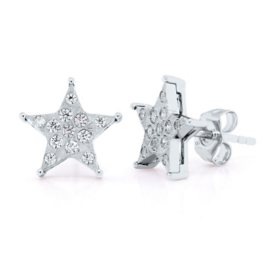 0.23 CT. T.W. Diamond Star Earrings in 14K White Gold