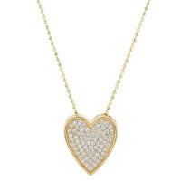 S Collection 0.30 CT. T.W. Heart Shaped Diamond Pavé Pendant in 14K Yellow Gold