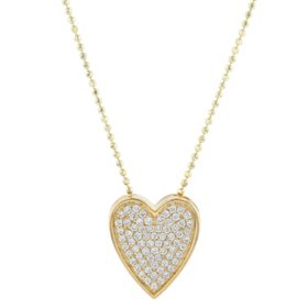 S Collection 0.30 CT. T.W. Heart Shaped Diamond Pavé Pendant in 14K Yellow Gold