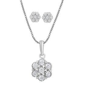 0.50 CT. T.W. Diamond Pendant & Earring Set in 14K White Gold