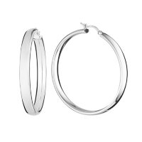 Sterling Silver High Polished Wedding Band Style Hoops