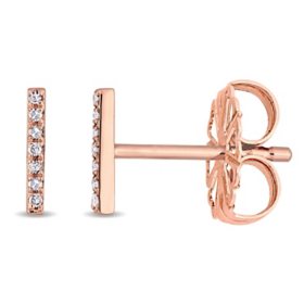 Diamond-Accent Linear Bar Earrings in 14k White Gold