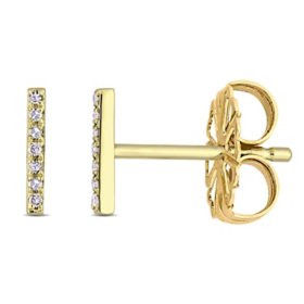 Diamond-Accent Linear Bar Earrings in 14K Gold