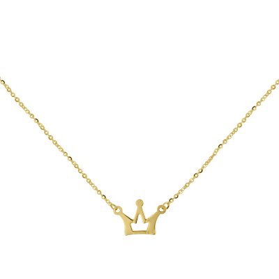 14K Yellow Gold Crown Charm Necklace, 16-18