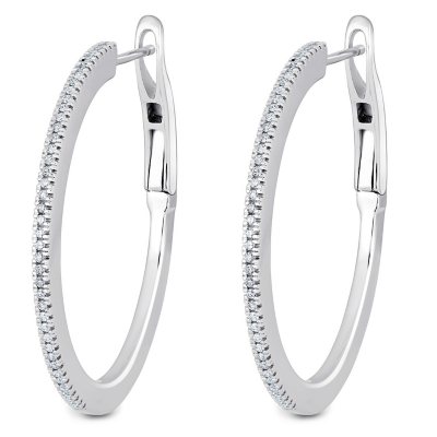 Return to Tiffany® Hoop Earrings in Sterling Silver with Diamonds, Mini