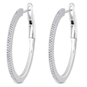 0.29 CT. T.W. Diamond Hoop Earrings in Sterling Silver