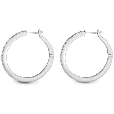 Return to Tiffany® Hoop Earrings in Sterling Silver with Diamonds, Mini