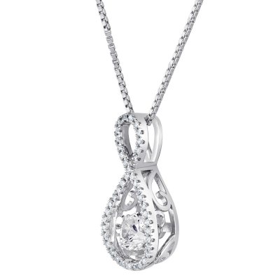 Dancing Lab Created White Sapphire and 0.12 CT. T.W. Diamond