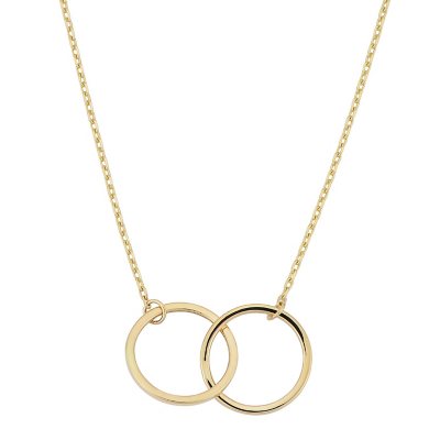 Double Circle Charm Necklace, Gold