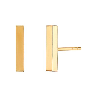 2mm Bar Stud Earrings in 14K Yellow Gold