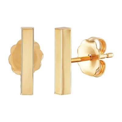 2mm Bar Stud Earrings in 14K Yellow Gold