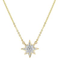 S Collection 1/5 CT. T.W. Sunburst Diamond Necklace in 14K Yellow Gold
