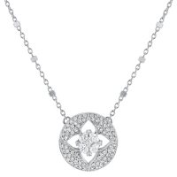 S Collection 0.45 CT. T.W. Open Flower Diamond Composite Center Necklace in 14K White Gold