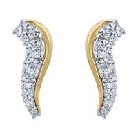 S Collection 1/2 CT. T.W. Diamond Two-Tone Double Wave Climber Style Earrings