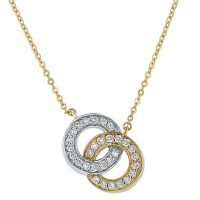S Collection 0.45 CT. T.W. 14K Gold Two-Tone Necklace with Interlocking Diamond Circles