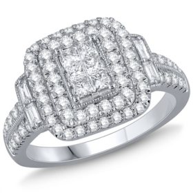 1.00 CT. T.W. Diamond Double Halo Ring in 14K White Gold
