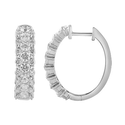 2.00 CT. T.W. Diamond Hoop Earrings in 14K White Gold - Sam's Club