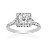 Superior Quality Collection 1.50 CT. T.W. Cushion Shaped Diamond Engagement Ring in 18K White Gold (I, VS2)