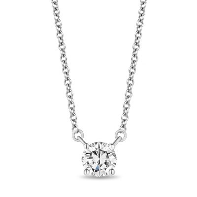 Superior Quality VS Collection 0.50 Carat Round Shaped Diamond Solitaire Necklace in 18K Gold (I, VS2)