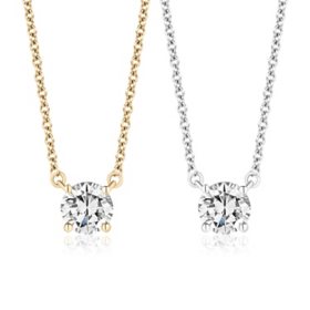 Round Cut Diamond Solitaire Necklace in 18K Gold