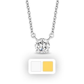 Superior Quality VS Collection Round Shaped Diamond Solitaire Necklace in 18K Gold (I, VS2)