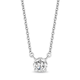 Superior Quality VS Collection 0.50 CT. T.W. Round Shaped Diamond Solitaire Necklace in 18K White Gold (I, VS2)