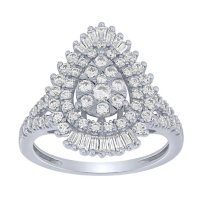 0.96 CT. T.W. Diamond Pear Shaped Engagement Ring in 14K White Gold