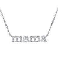 0.15 CT. T.W. Diamond Mama Necklace in Sterling Silver