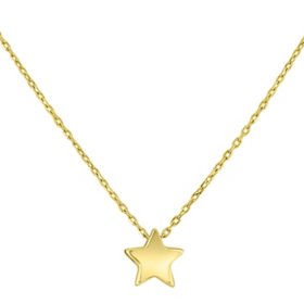 14K Yellow Gold High Polish Star Charm Necklace, 16-18"