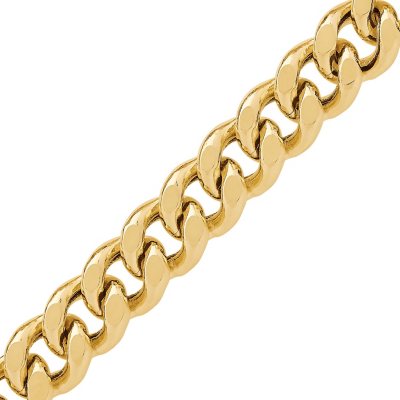 14K Yellow Solid Gold Mens Curb Bracelet 11 mm