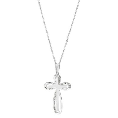 Sterling Silver Reversible Cross Pendant on Cuban Chain, 22 - Sam's Club