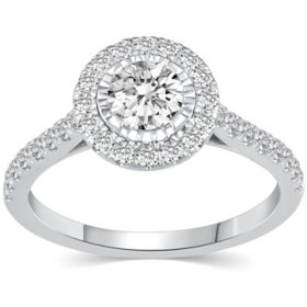 1.00 CT. T.W. Diamond Round Halo Bridal Ring in 14K Gold