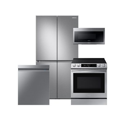Samsung 4 Piece Kitchen Suite with 29 cu. ft. 4-Door Flex Refrigerator, Smart Dial Range, Microwave, Dishwasher