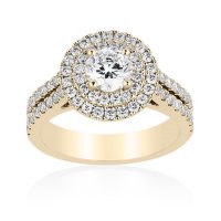 Superior Quality Collection 1.50 CT. T.W. Diamond Double Halo Ring in 18 Karat Gold (I, VS2)