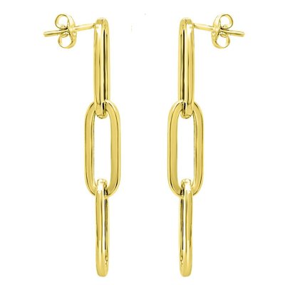 14K Yellow Gold High Polish Paperclip Link Drop Earrings - Sam's Club