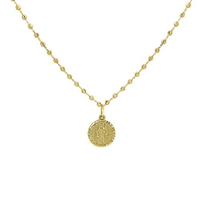 14k Yellow Gold Diamond Cut Beaded Chain Necklace