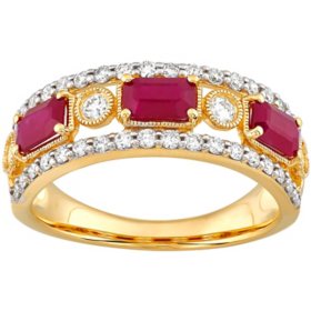 Ruby and 0.50 CT. T.W. Diamond Ring in 14K Yellow Gold