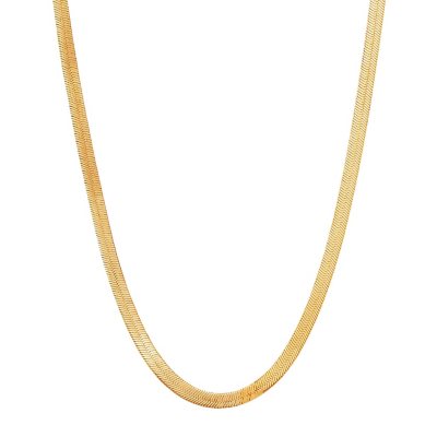 Yellow Flat Herringbone Gold Chain Necklace