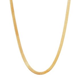 Italian 14K Yellow Gold Solid 3mm Herringbone Chain Necklace