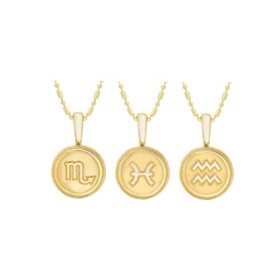 14K Yellow Gold Zodiac Symbol Pendant, 16-18"