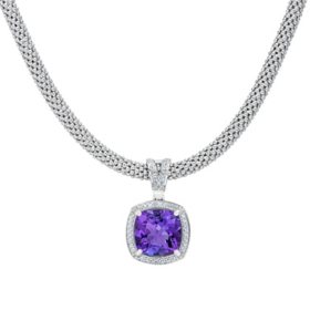 Amethyst and White Topaz Necklace in Italian Sterling Silver		