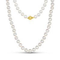8-8.5 MM Akoya Cultured Pearl Necklace in 14K Yellow Gold