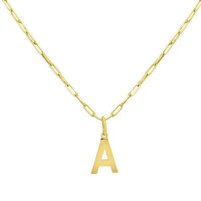 NFB5BGCRY E Initial Paperclip Pendant Necklace