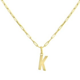 Initial Paperclip Chain Pendant Necklace in 14K Gold