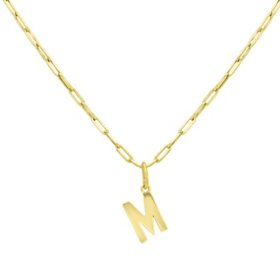 14K Yellow Gold Initial Pendant on Paperclip Chain, 16-18 in.