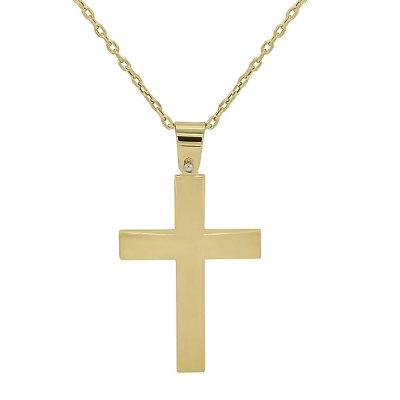 Sterling Silver Reversible Cross Pendant on Cuban Chain, 22 - Sam's Club